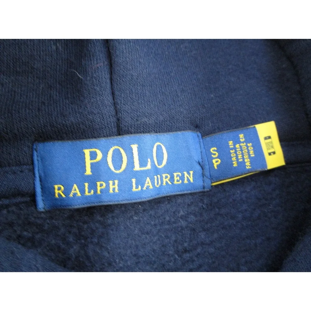 Polo Ralph Lauren Mens Small Navy Blue Fleece Pullover Hoodie Red Pony Logo